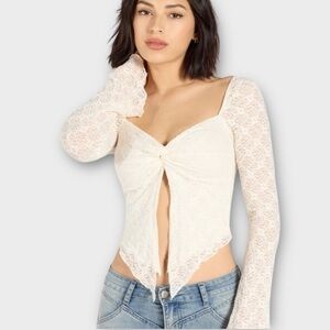 Windsor Irresistible Flair Lace Long Sleeve Crop Top